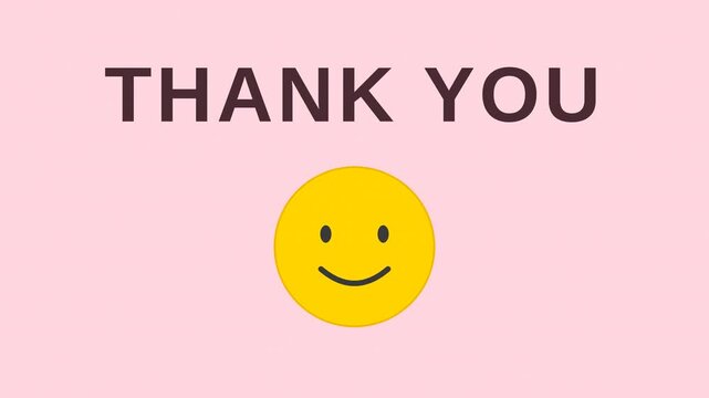 Thank you yellow happy smile emoticon in pink background