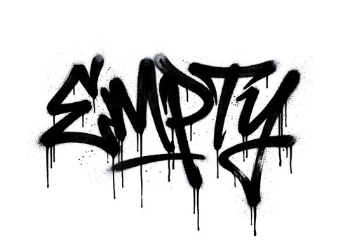 Black spray paint graffiti text saying empty on white background with graffiti typography isolated abstract creative lettering conceptual