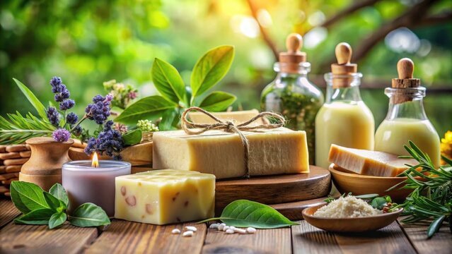 Natural soaps and bath products for spa day wellness and beauty routine organic hygiene