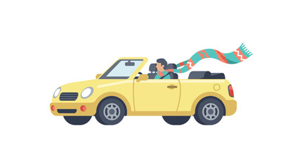 Fototapeta premium Couple Enjoying Scenic Drive in Yellow Convertible