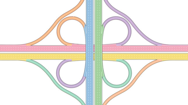 Colorful Highway Interchange Aerial View