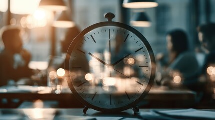 Fototapeta premium Productivity improvement workplace efficiency time management workflow optimization employee engagement selective focus minimalist theme dynamic Overlay collaborative coworking space backdrop.