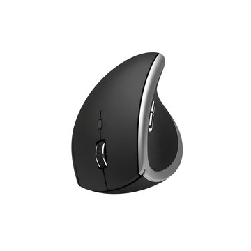 Modern Ergonomic Vertical Wireless Computer Mouse with Handshake Grip Design Isolated on Transparent Background