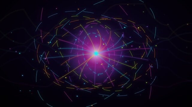Magnetic Field Lines Glowing Around Bright Pulsar Core In Space