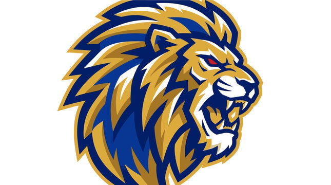 Roaring lion head mascot logo design.