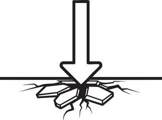 Obraz premium Arrow impact cracking surface icon with pressure strength abstract