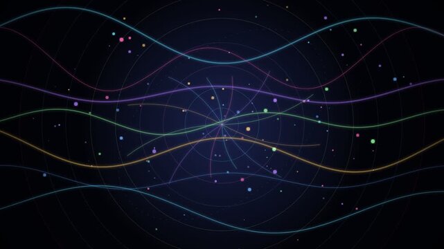 Cosmic Wave Lines With Starburst Points And Floating Particles