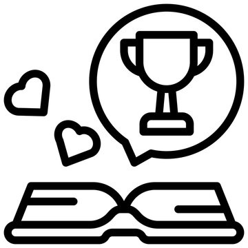 winner success award knowledge learning book simple line icon
