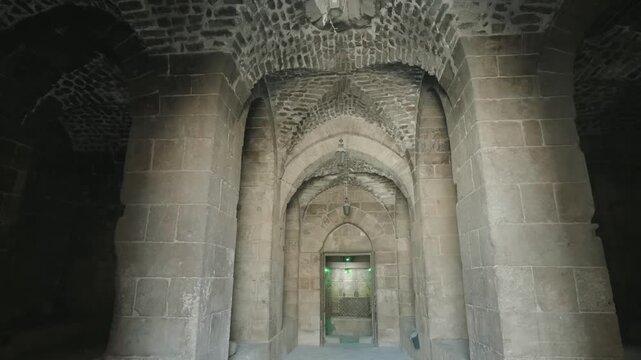 Ancient Stone Vaulted Corridor Interior Citadel of Aleppo