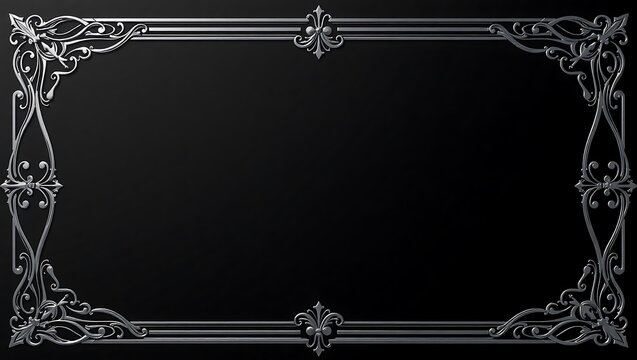 Elegant silver-accented border frame with clean inner margin and centered blank content