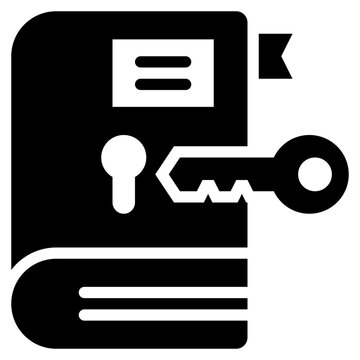 book key lock knowledge education solid glyph icon
