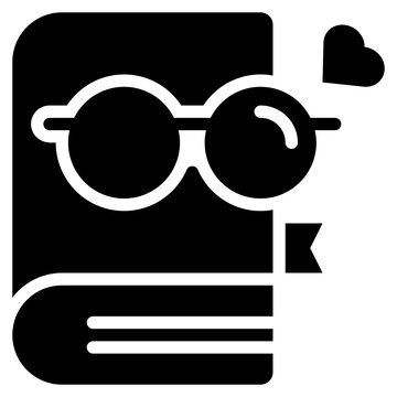 book glasses reading education knowledge solid glyph icon