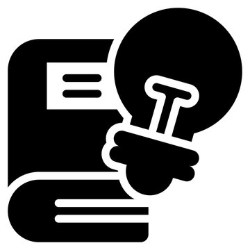 bulb idea thinking bright knowledge learning education solid glyph icon