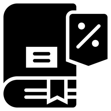 discount sale book store price tag solid glyph icon
