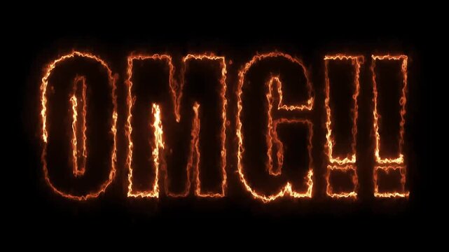 Motion design animation omg word blue neon light shimmer inscription isolated on black oh my god 4K video animation.