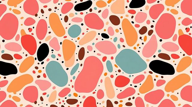 Digital retro hand drawn terrazzo pattern texture background
