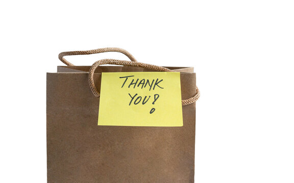 Shopping Bag with Thank You Note, isolated on transparent background.