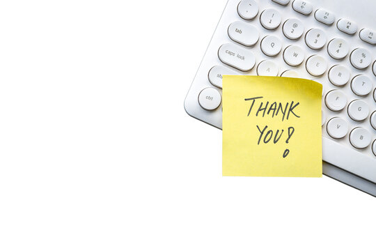 Thank You Note on Keyboard. Isolated on transparent background.