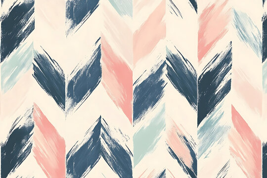 Abstract Pastel Chevron Pattern With Soft Brush Strokes.