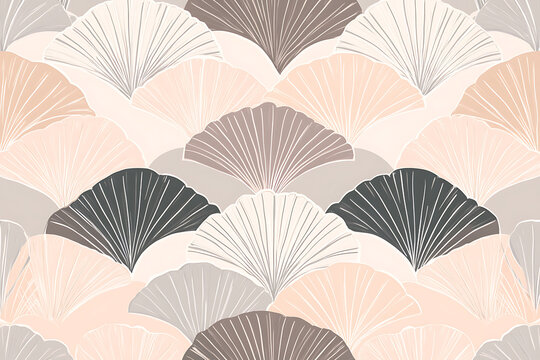 Seamless Ginkgo Leaf Pattern In Elegant Earth Tone Colors.