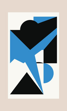 Abstract Blue and Black Geometric Minimalist Poster