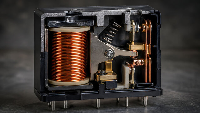 Electromagnetic Relay Cutaway With Copper Coil | Vintage Electrical Switch Mechanism | Industrial Circuit Control Component