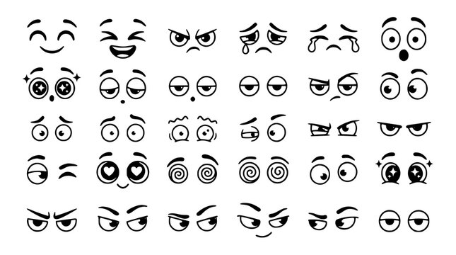 :
Cartoon Eye Expression Pack with Emotional Character Eyes Vector Illustration