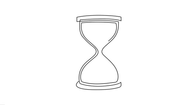 Continuous line art animation of an hourglass