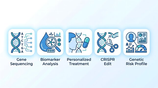 Illustration of advanced genetic analysis techniques and personalized medicine.