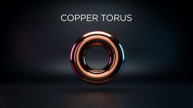 Shiny Copper Colored Ring Torus Shape With Reflective Metallic Surface And Gradient Lighting Effects