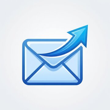 Blue email envelope icon with sending arrow