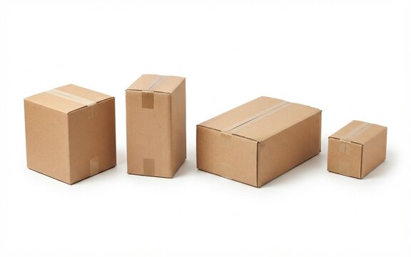 Brown cardboard box shown in 4 different positions.