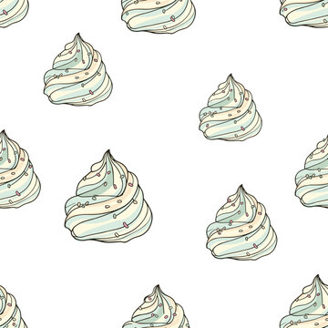 Whipped Cream Swirl Seamless Pattern