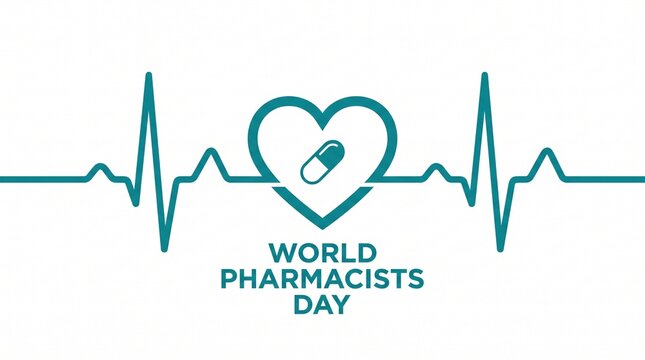 World pharmacists day heart and heartbeat icon