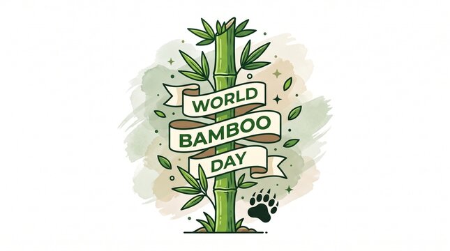 World bamboo day banner with bamboo illustration