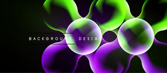Obraz premium Abstract fluid shapes, vibrant colors, dark background. Modern design elements create dynamic visual impact. Smooth gradients, flowing forms.