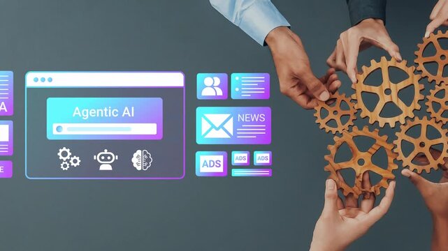 Innovative Digital Interface Showcasing Artificial Intelligence Tools for Advertisement and Media Generation with Interactive Graphical Elements Gluon.