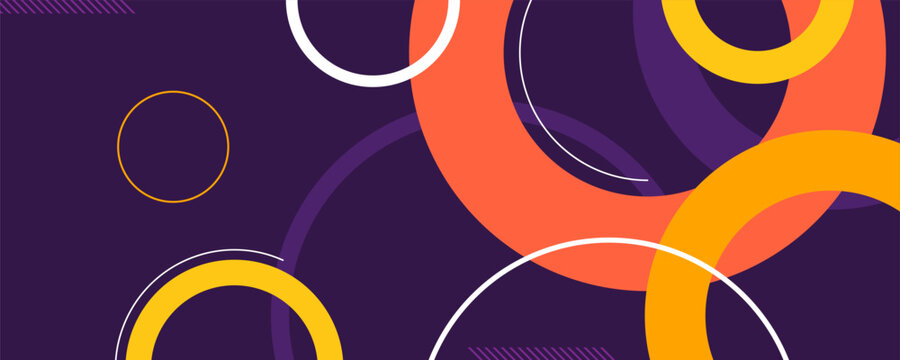 Modern Colorful Ring Pattern on Purple Abstract Vector Background