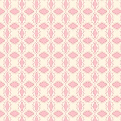 Fototapeta premium Seamless pink vintage damask pattern background with delicate ornamental geometric lattice motif 