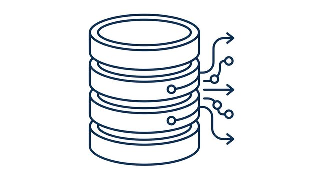 Database storage and data transfer line icon