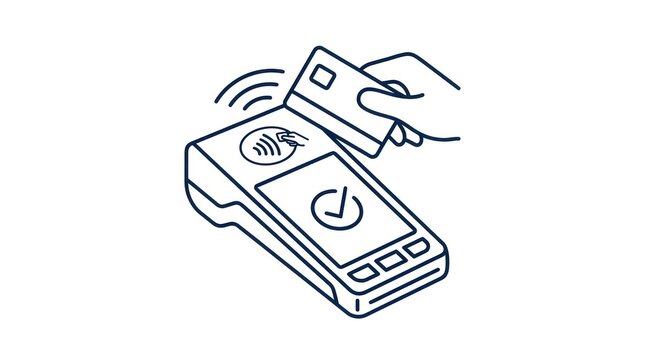Contactless payment icon with credit card and terminal