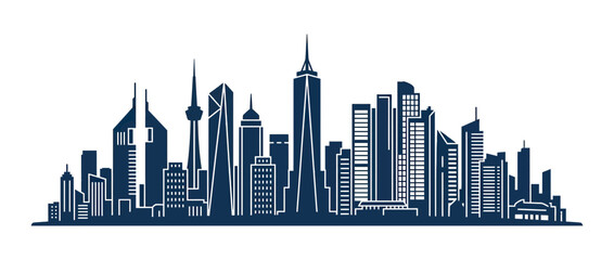 Obraz premium Modern City Skyline Silhouette with Tall Buildings