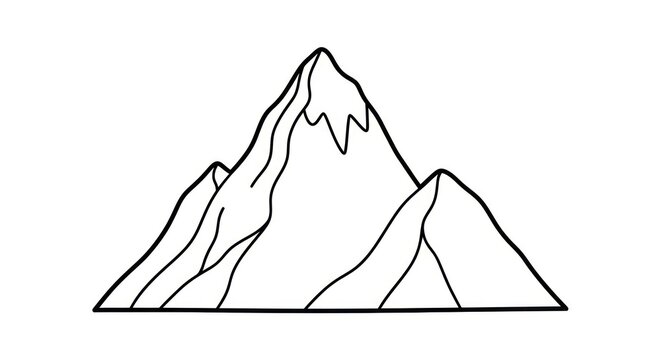 Minimalist mountain range line art illustration
