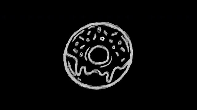 Hand drawn sketchy donut loop motion graphic video with glaze and sprinkles for fast food design and menu presentation