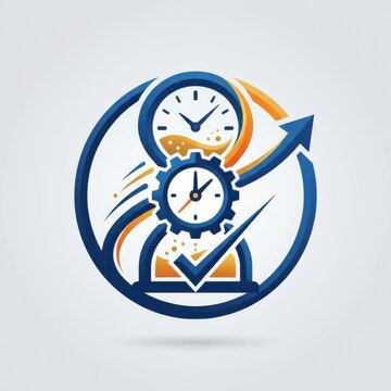 Colorful clock gears with circular arrows