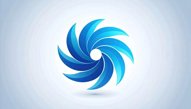Blue abstract spiral vortex logo on white background