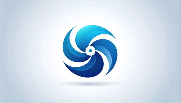 Blue spiral vortex icon on white background