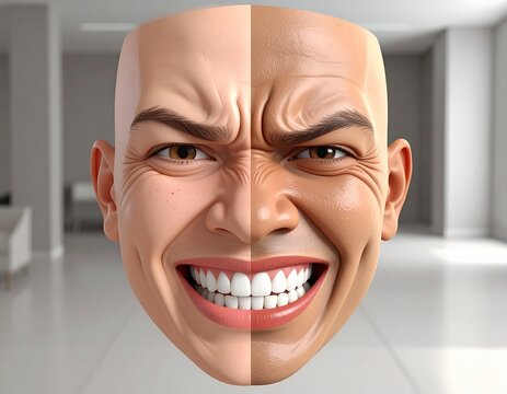 Feedback. Positive, neutral, negative feedback. A face with a smile, ordinary and angry. 3d render