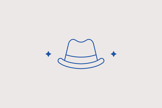 Fedora hat line icon for gentleman fashion store. Vector illustration for vintage headwear, mafia costume, classic male accessories.
