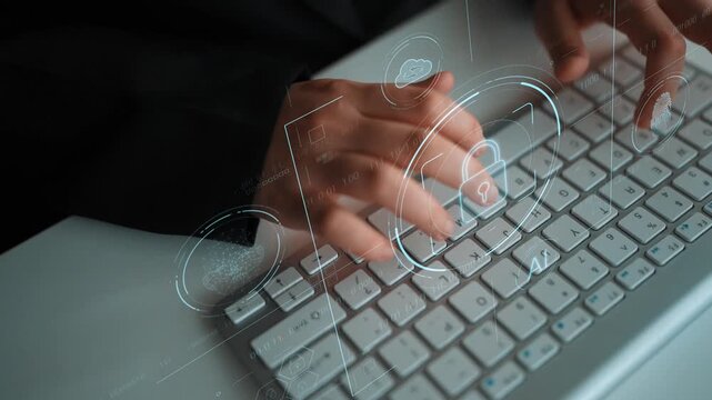 Cybersecurity system interface with biometric lock and data protection. Cybersecurity protects access, identity, cyber security prevents threats, and cyber security supports digital systems. Marrow